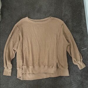 American Eagle Outfitters Tan Crew Neck Sweater Knit Style